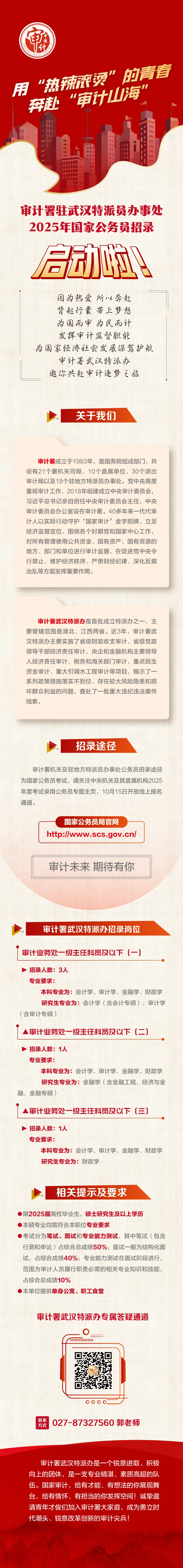 2025年國家公務(wù)員審計署駐武漢特派員辦事處招錄啟動